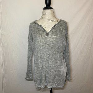 American Eagle Green Long Sleeve Mock Henley